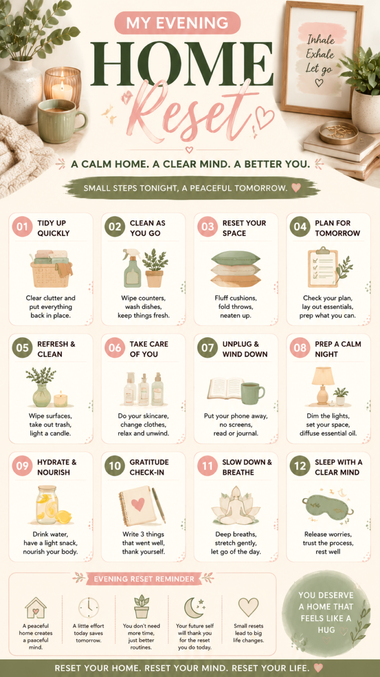 Evening Home Reset Routine  Cozy Night Cleaning  Self-Care Habits for a Calm Home