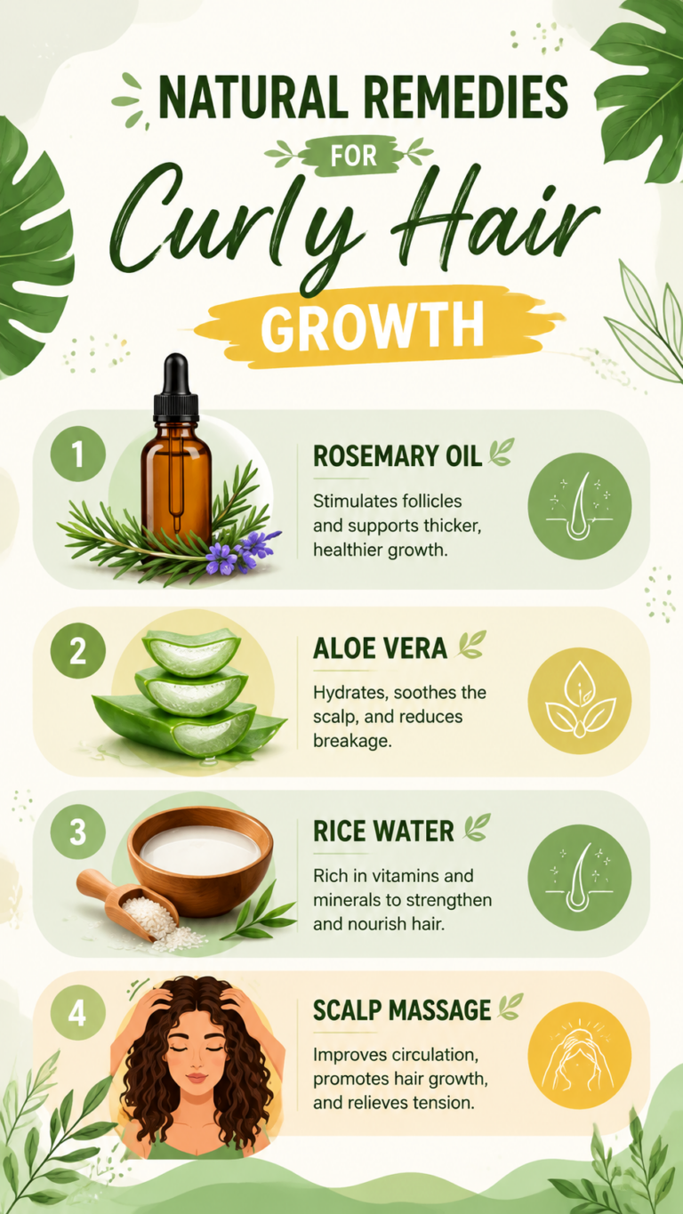 Natural Remedies for Curly Hair Growth Rosemary Oil, Aloe Vera  Rice Water Tips