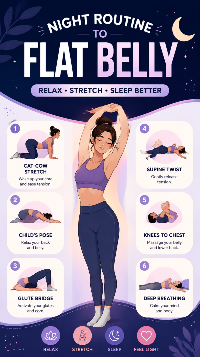 Night Routine for Flat Belly 6 Bedtime Exercises to Relax  Stretch