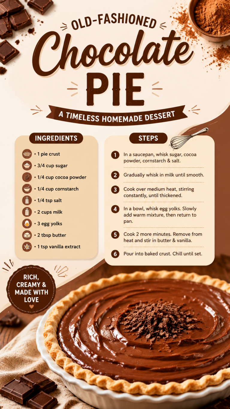 Old Fashioned Chocolate Pie Recipe  Classic Homemade Dessert with Meringue