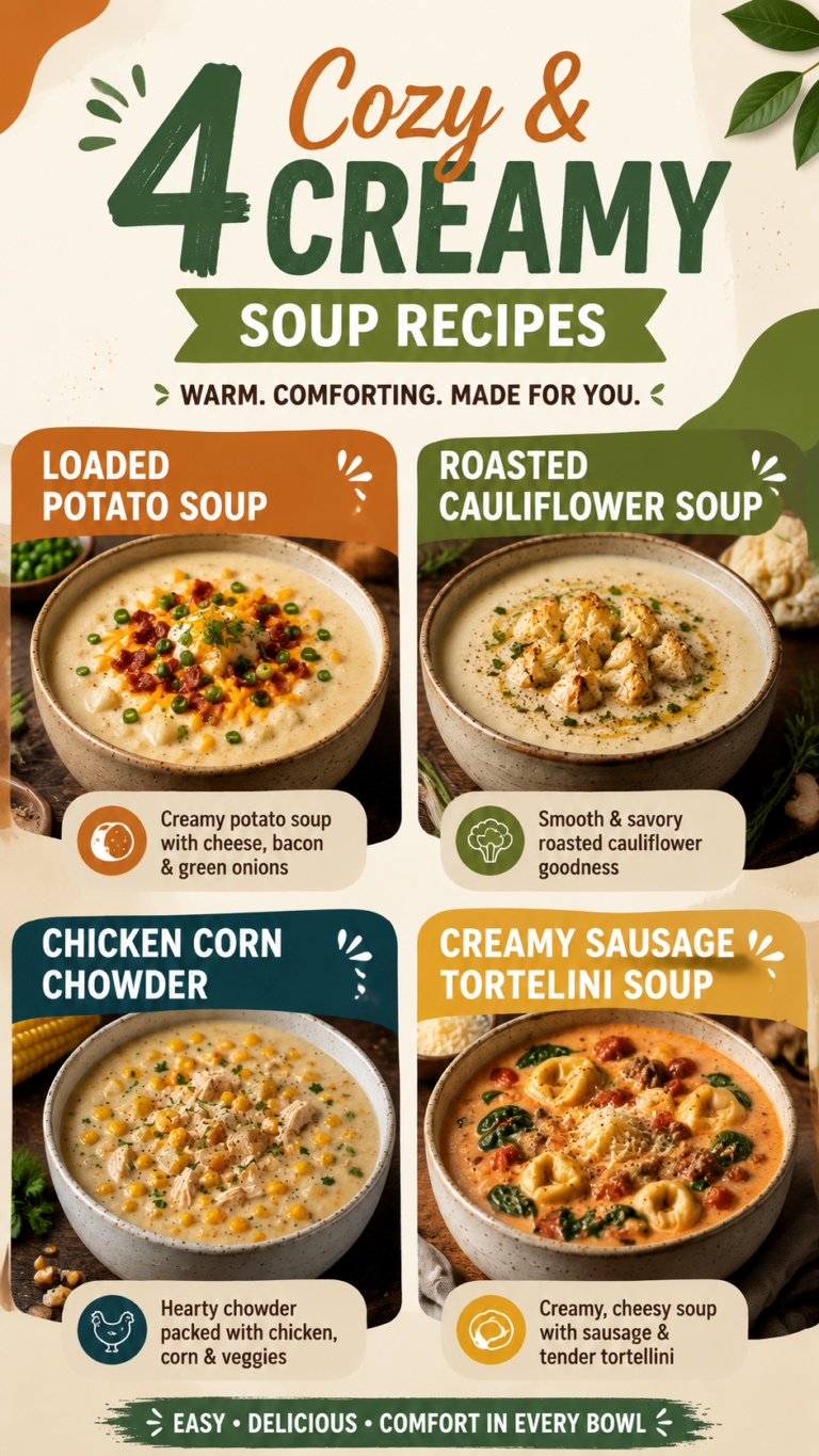 4 Creamy Soup Recipes for Cozy Comfort Food Nights  Easy Homemade Soup Ideas
