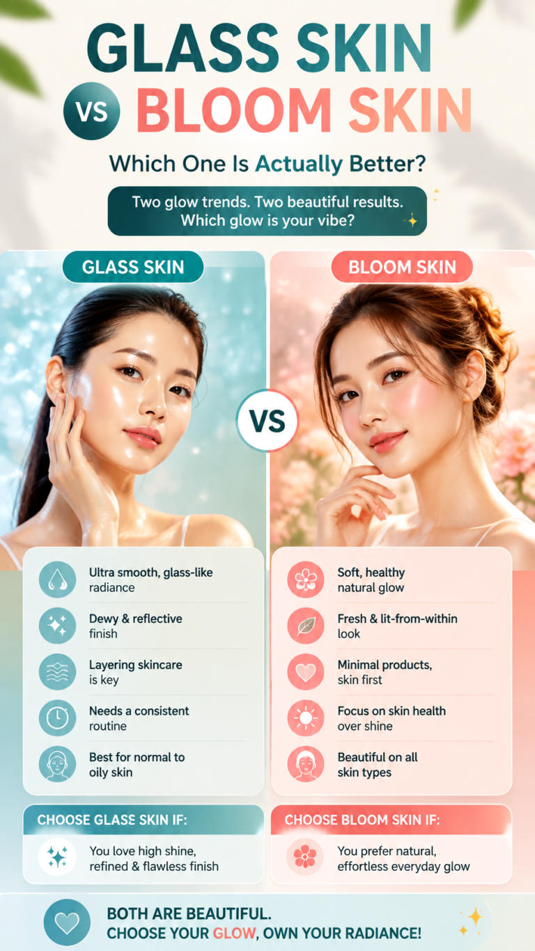 Glass Skin vs Bloom Skin  Which Glow Trend Is Better for Your Skin