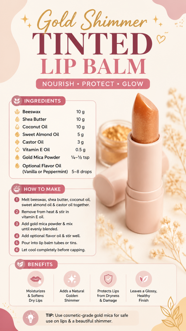 DIY Gold Shimmer Tinted Lip Balm Recipe  Nourishing Natural Lip Care DIY