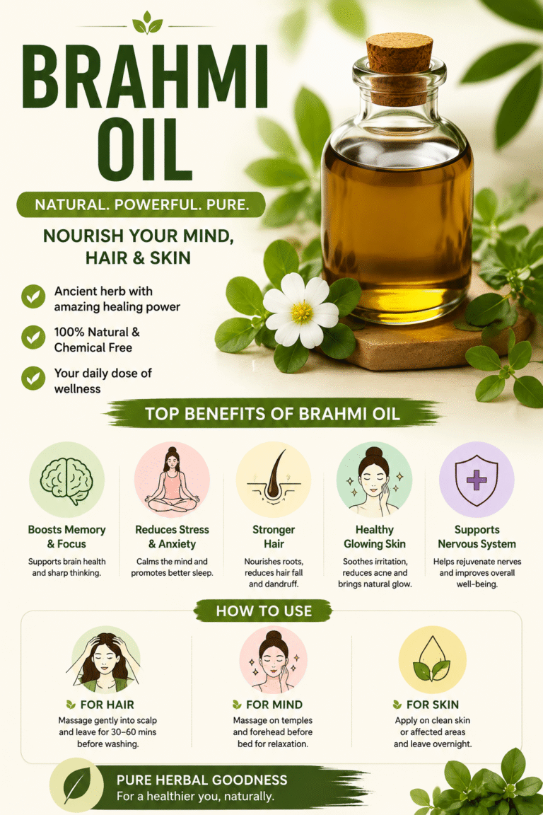 Brahmi Oil Benefits for Hair, Skin  Mind  Natural Wellness Remedy