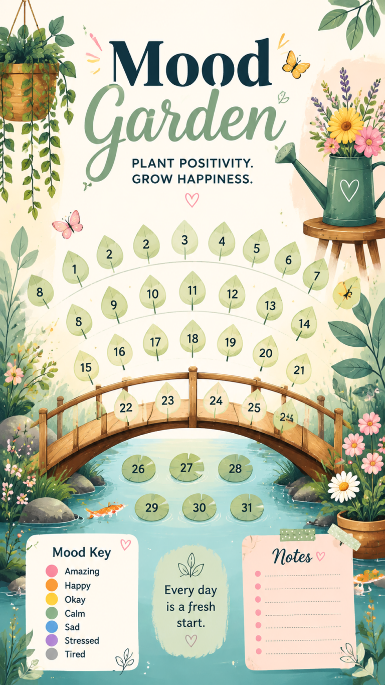 Mood Garden Printable  Monthly Mood Tracker  Bullet Journal Planner