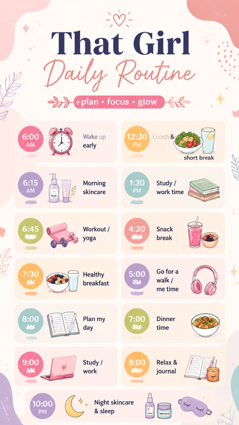 That Girl Daily Routine Aesthetic Morning  Night Self Care Habits