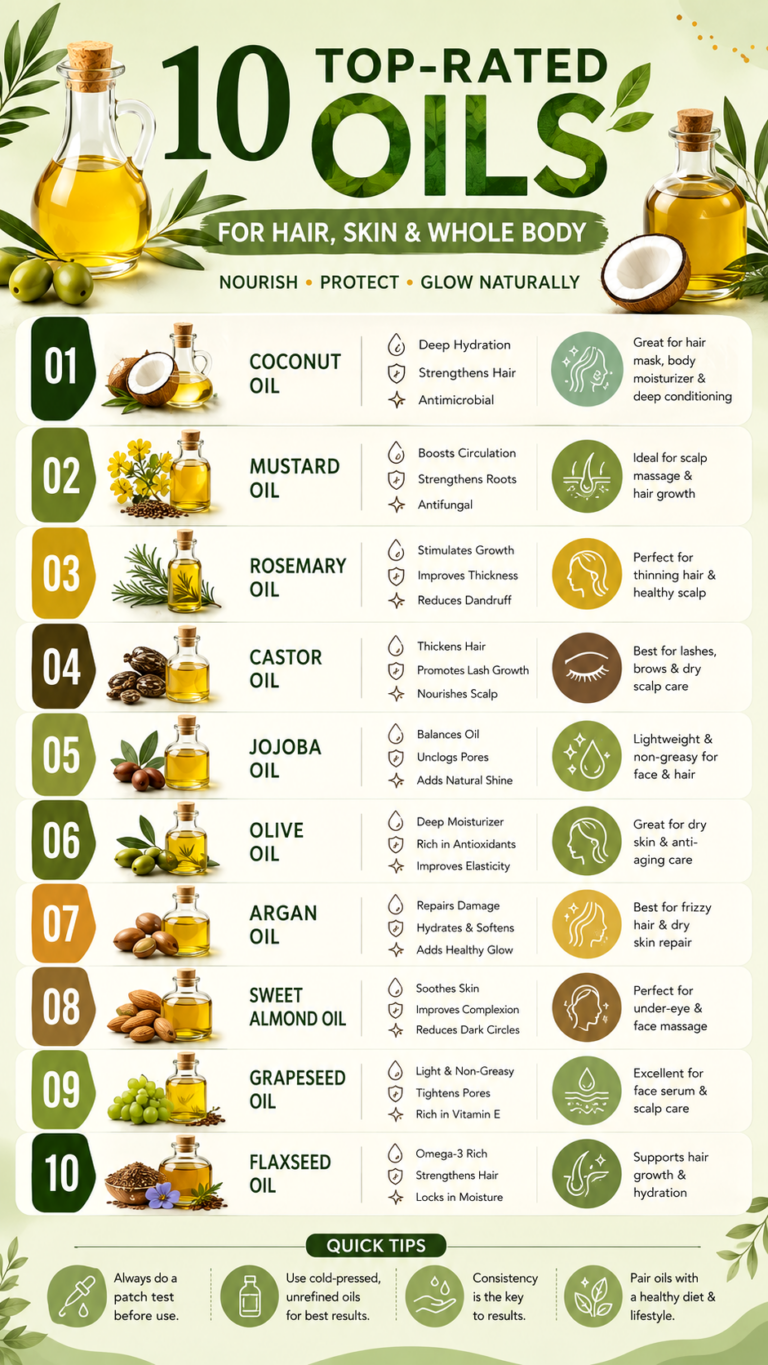 Top 10 Best Oils for Hair Growth, Glowing Skin  Overall Health Benefits