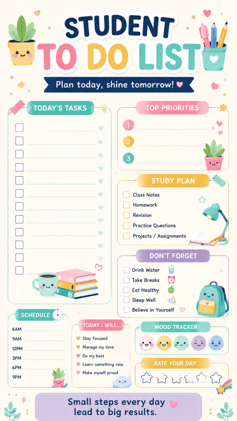 Student To Do List Template  Study Planner for Better Time Management