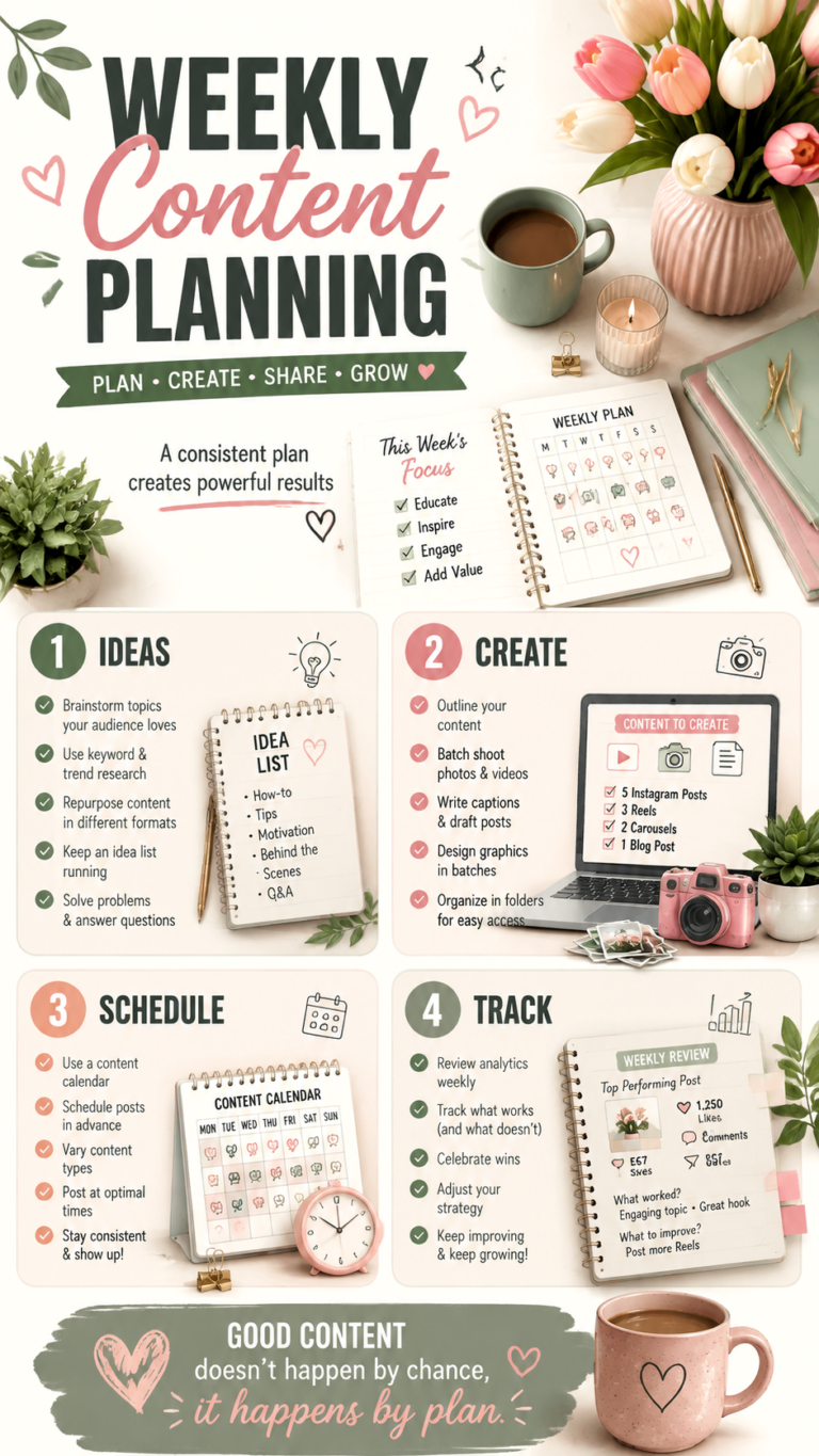 Weekly Content Planner Template  Content Calendar  Planning Guide for Creators