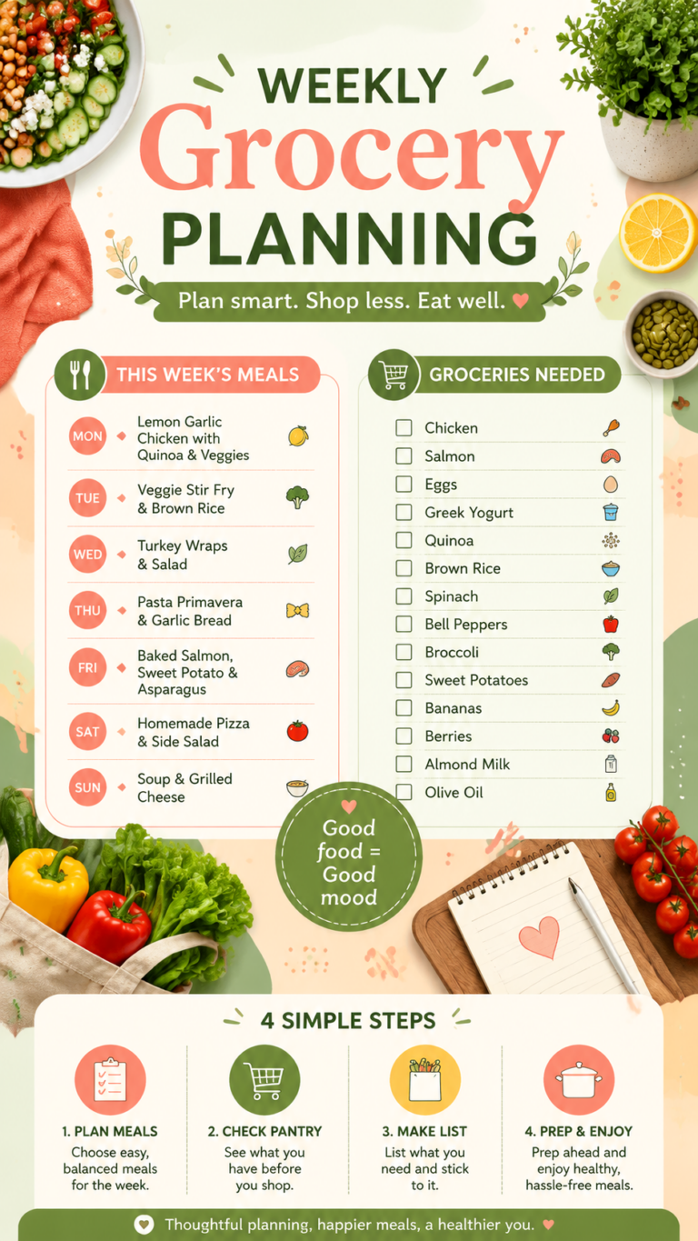Healthy Weekly Grocery List on a Budget  Meal Planning for One or Two
