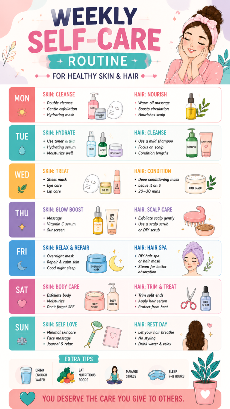 Weekly Self-Care Routine for Healthy Skin  Hair  Glowing Beauty Habits