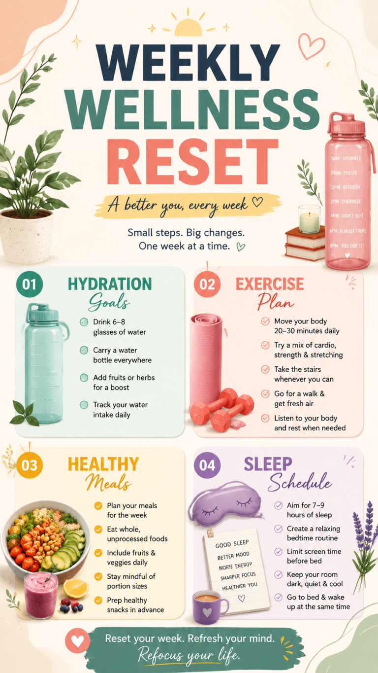 Weekly Wellness Reset Planner Healthy Habits, Routine  Self Care Checklist