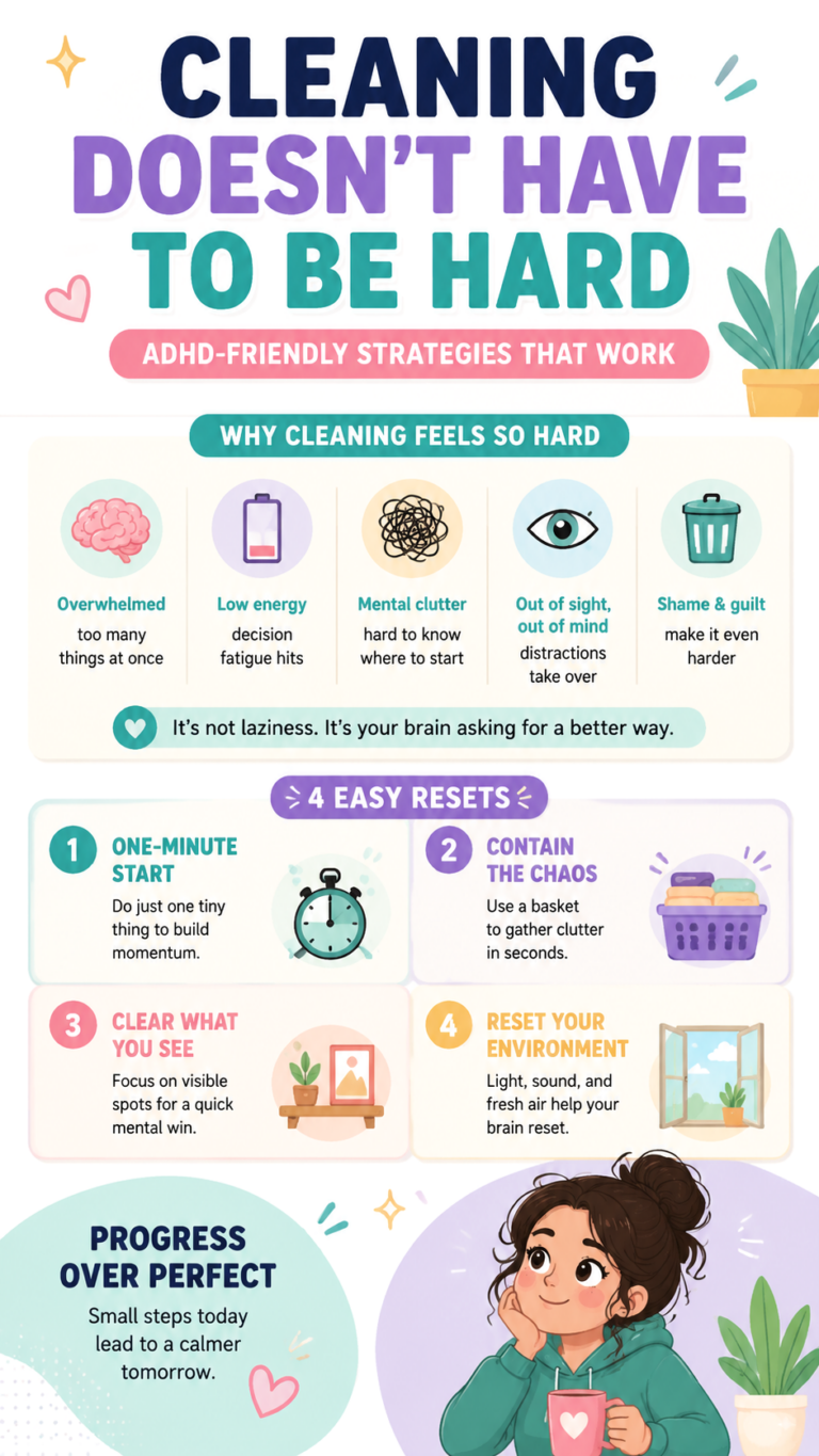 ADHD Cleaning Tips 4 Gentle Resets for Overwhelming Messy Days