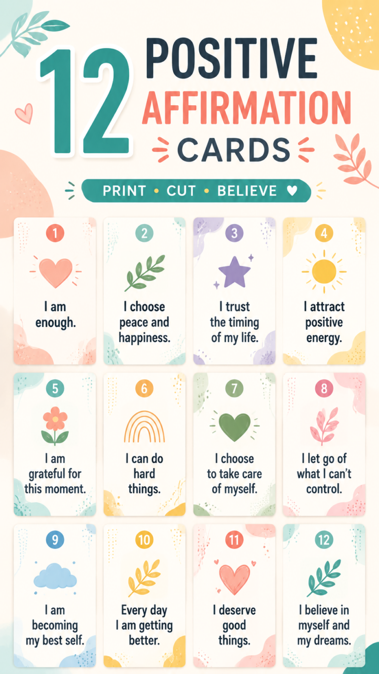 12 Positive Affirmation Cards for Daily Motivation  Self Growth