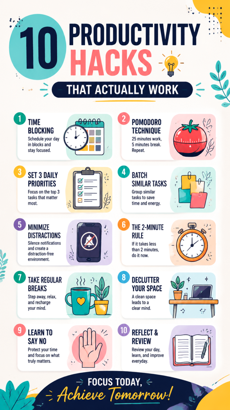 10 Proven Productivity Hacks to Boost Focus, Save Time  Get More Done
