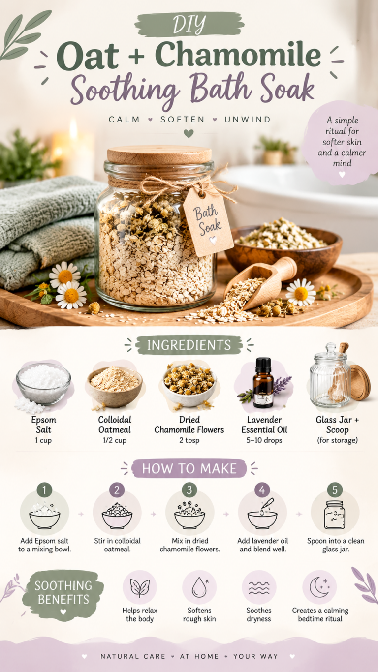 DIY Oatmeal Chamomile Bath Soak Recipe for Relaxing Self Care Spa Days