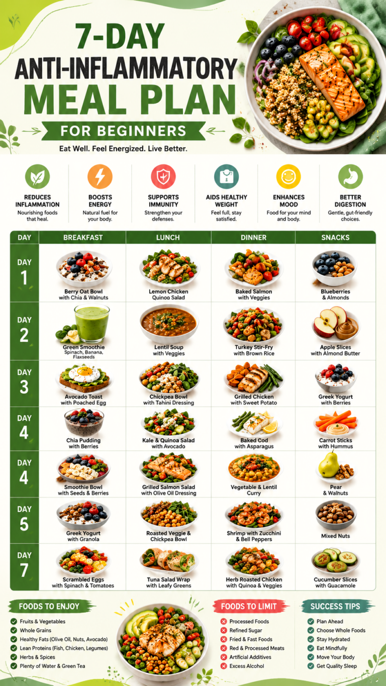 7-Day Anti-Inflammatory Diet Plan for Beginners  Easy Meal Prep Guide
