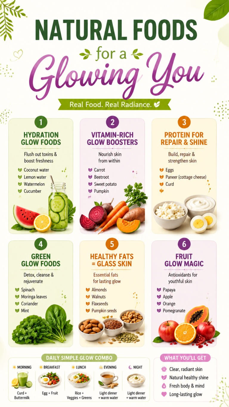 Natural Foods for Glowing Skin  Healthy Beauty Tips  Skin Glow Foods