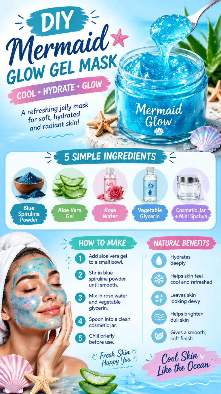 DIY Blue Spirulina Aloe Mermaid Glow Gel Mask for Hydrated Dewy Skin