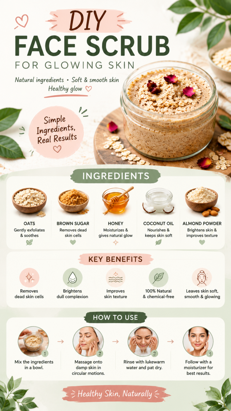 DIY Homemade Face Scrub for Glowing Skin  Natural Exfoliating Recipe