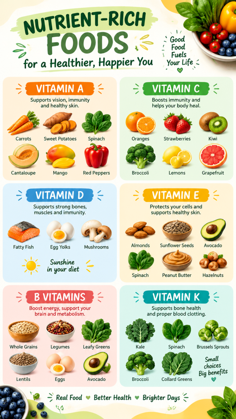 Vitamin Rich Foods Chart Essential Vitamins and Their Best Food Sources