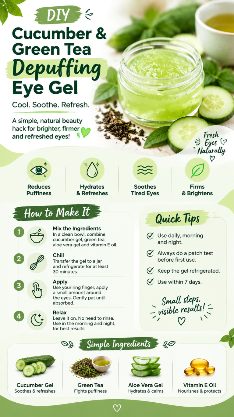 DIY Cucumber Green Tea Eye Gel for Puffy Eyes and Brighter Skin