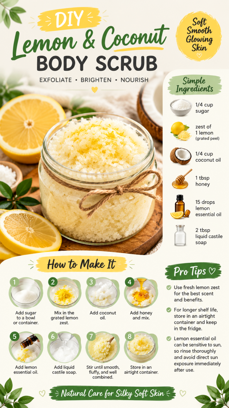 DIY Lemon  Coconut Body Scrub Recipe for Soft, Glowing Skin at Home