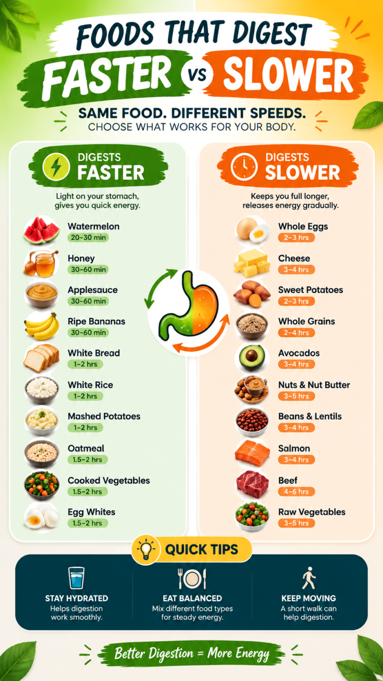 Foods That Digest Faster vs Slower Digestion Times  Energy Tips