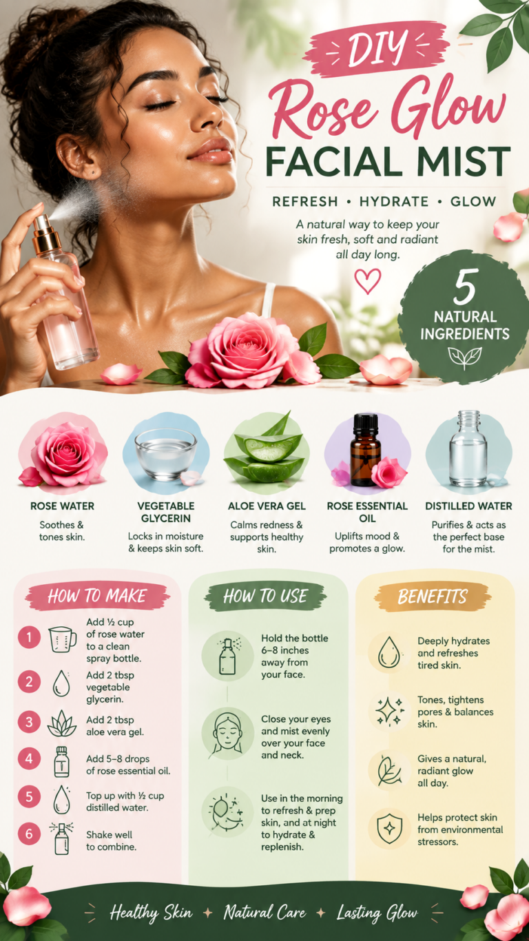 DIY Rose Glow Facial Mist Recipe for Hydrated Dewy Skin Naturally