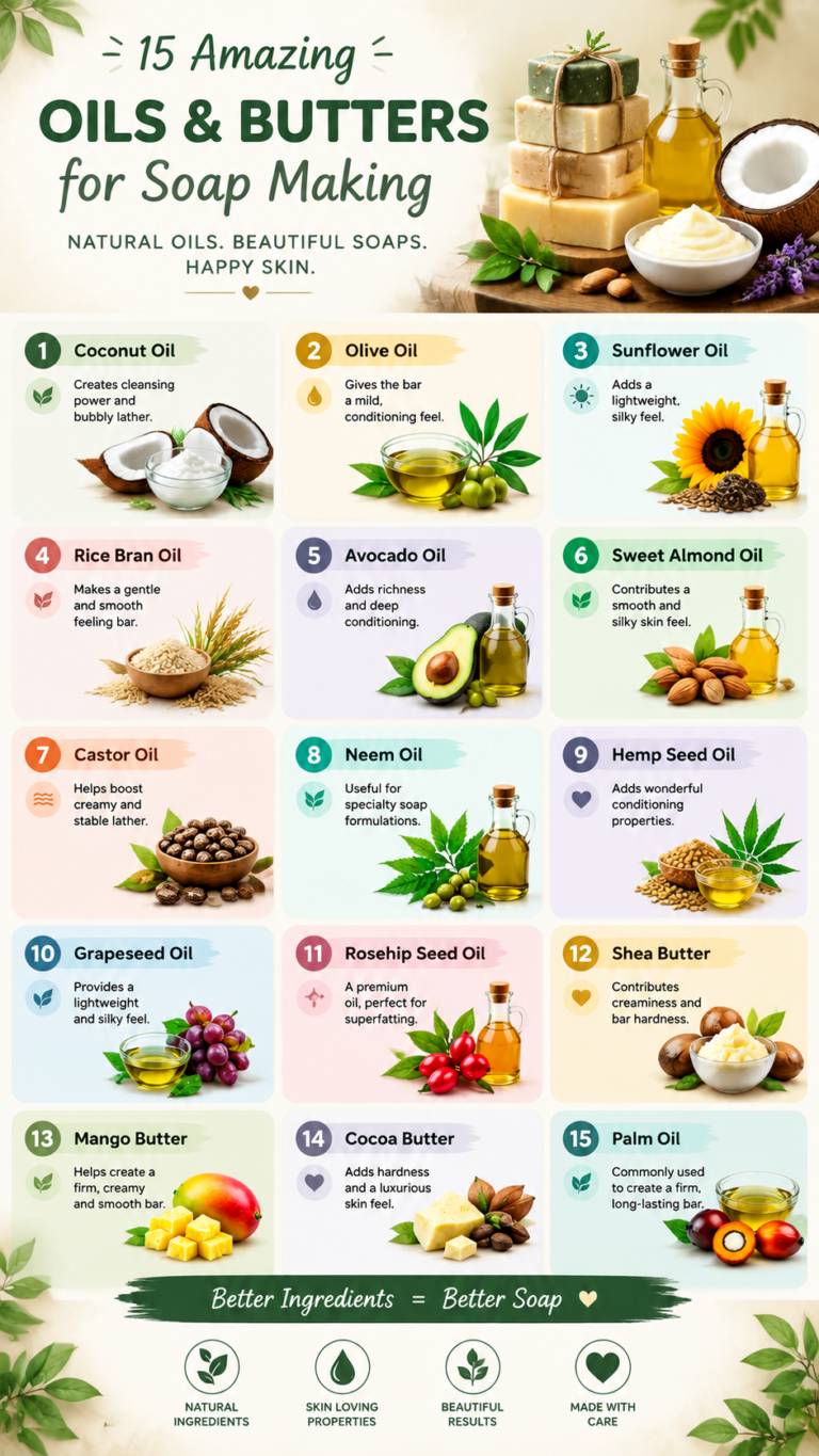 15 Best Natural Oils  Butters for Luxurious Homemade Soap Making
