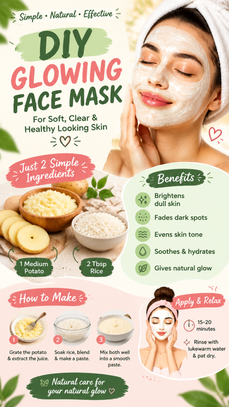 Potato Rice Face Mask for Glowing Skin  DIY Brightening Skincare Recipe