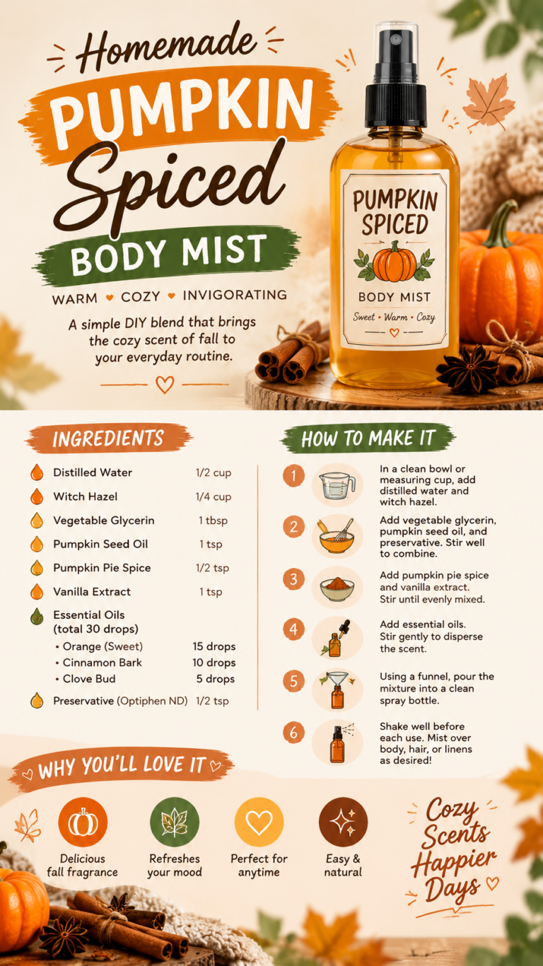DIY Pumpkin Spice Body Mist Recipe  Cozy Fall Scent Spray DIY