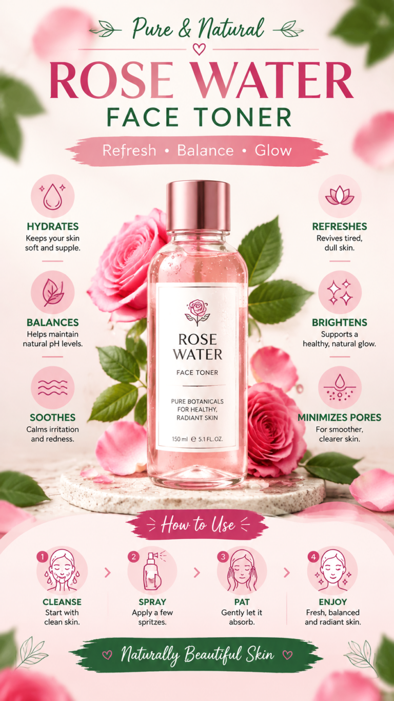 Rose Water Benefits Natural Skin Toner Uses  How To Apply