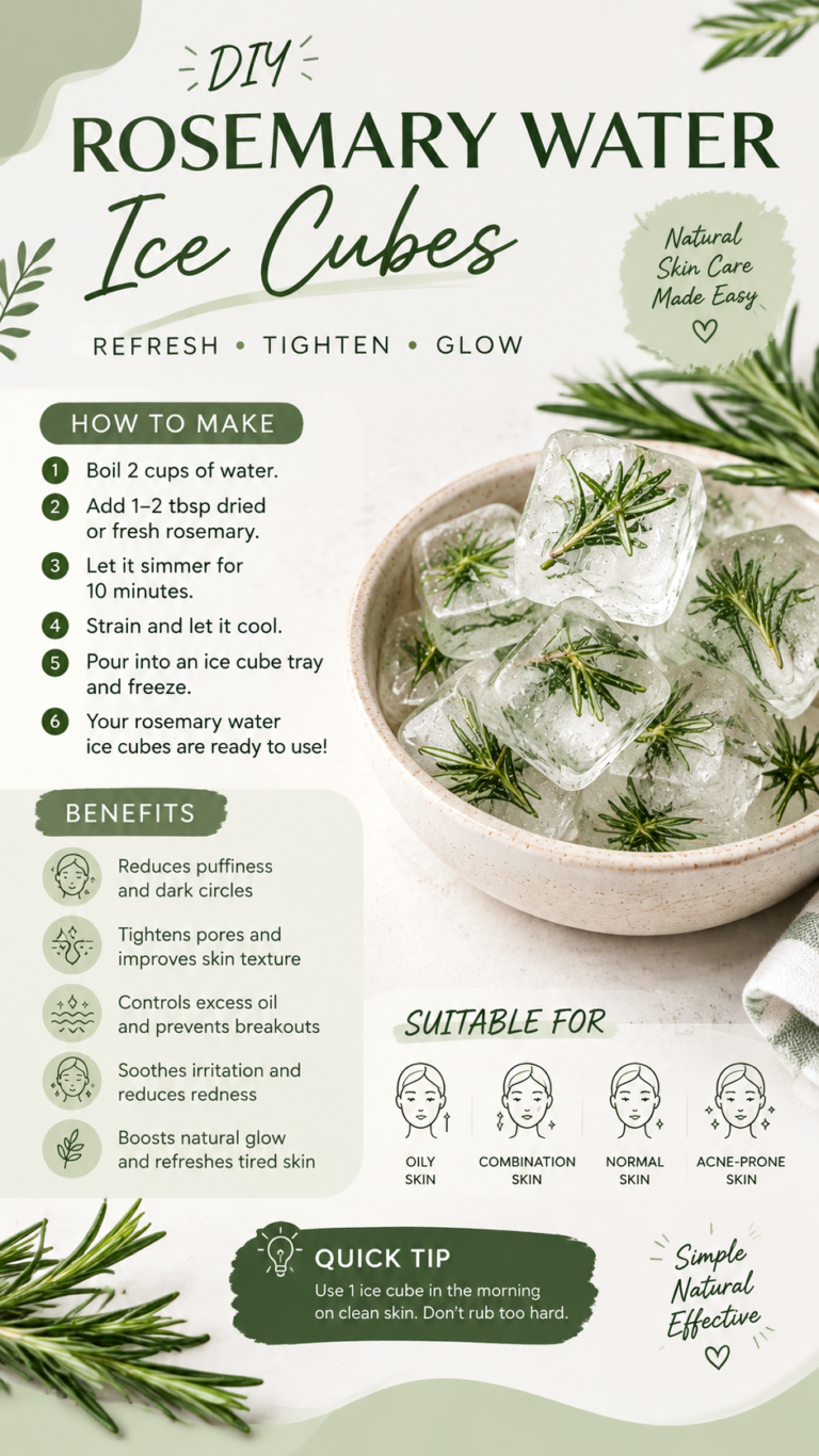 Rosemary Water Ice Cubes for Glowing Skin  DIY Natural Skincare