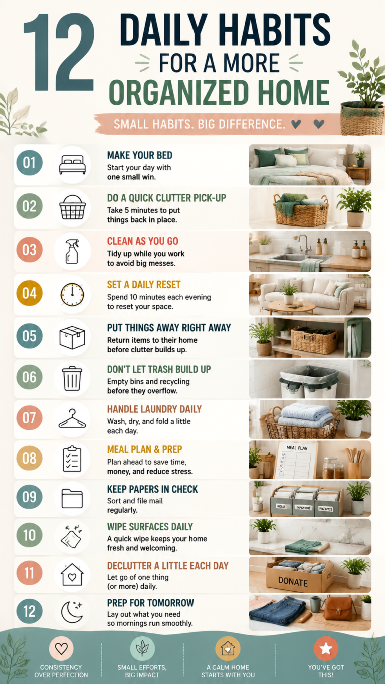 12 Daily Habits for an Organized Home Simple Decluttering  Cleaning Tips