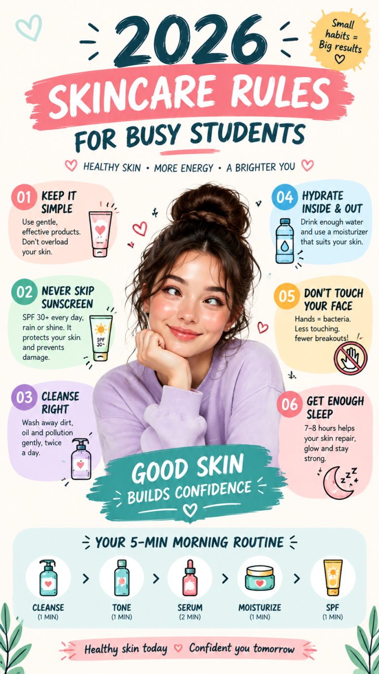 2026 Skincare Routine for Busy Students Simple Tips for Clear, Healthy Skin