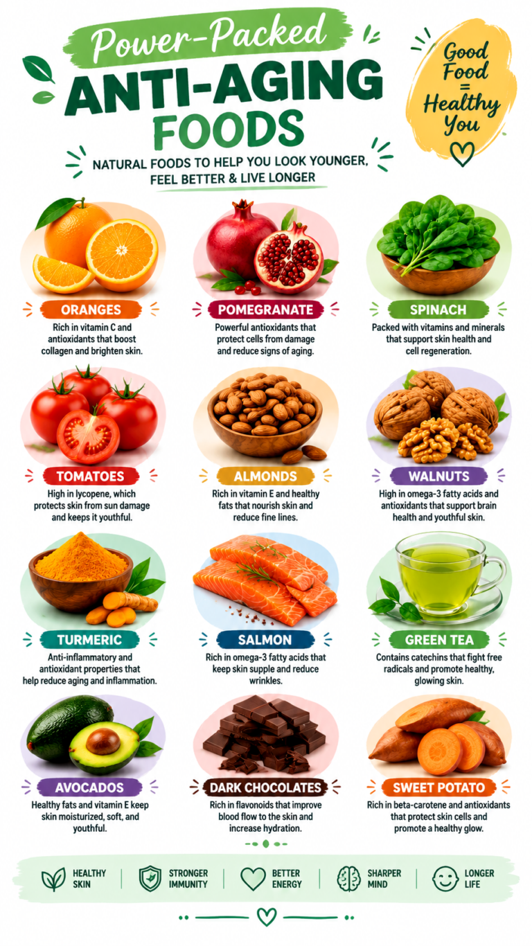 15 Best Anti-Aging Foods for Healthy Aging and Youthful Skin