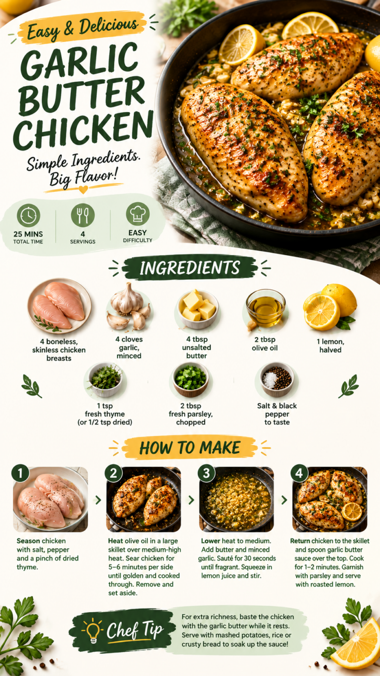 Easy Garlic Butter Chicken Recipe  Golden, Juicy  Flavorful Skillet Dinner