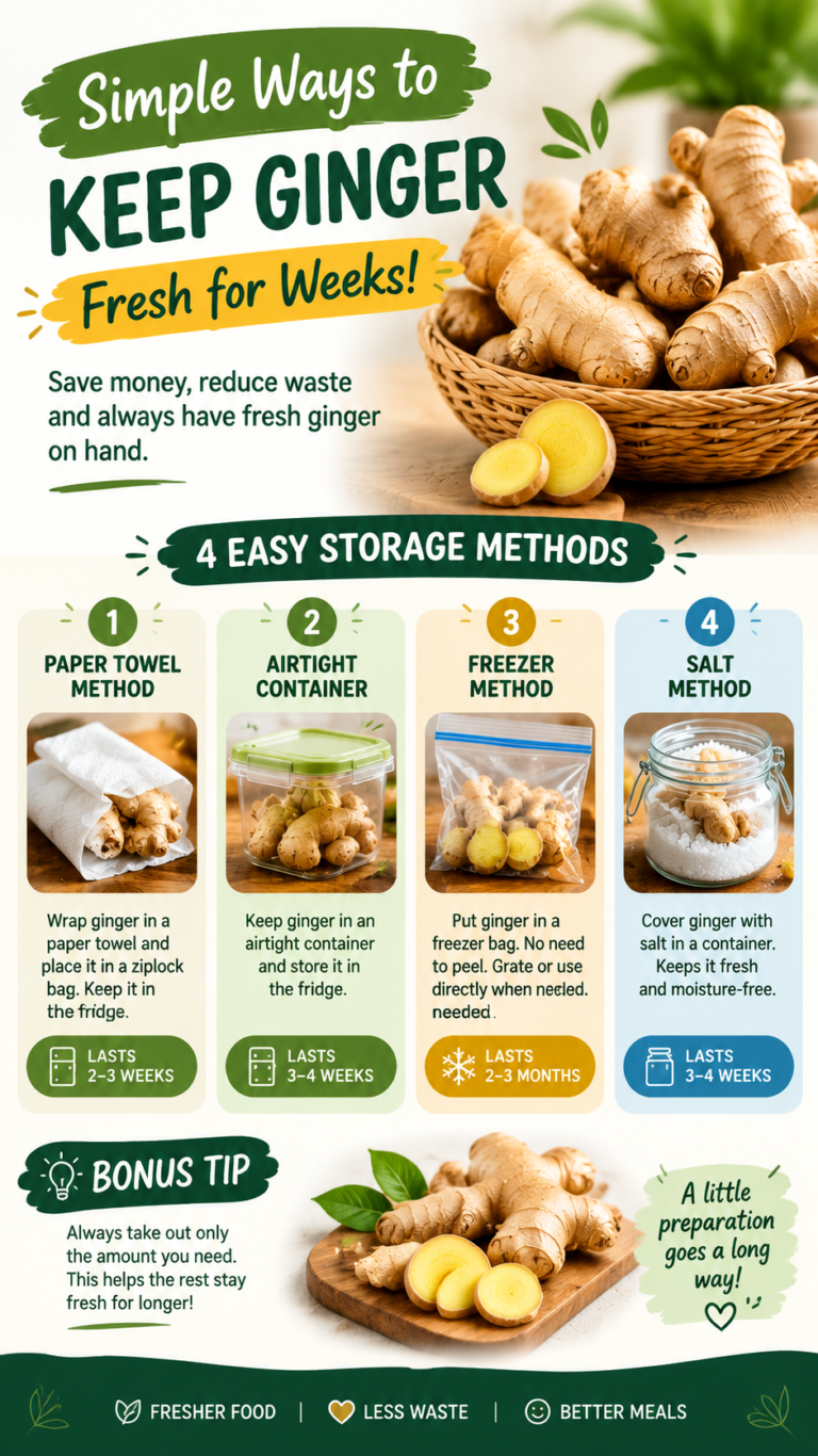 How to Store Ginger and Keep It Fresh for Weeks  4 Easy Kitchen Storage Tips