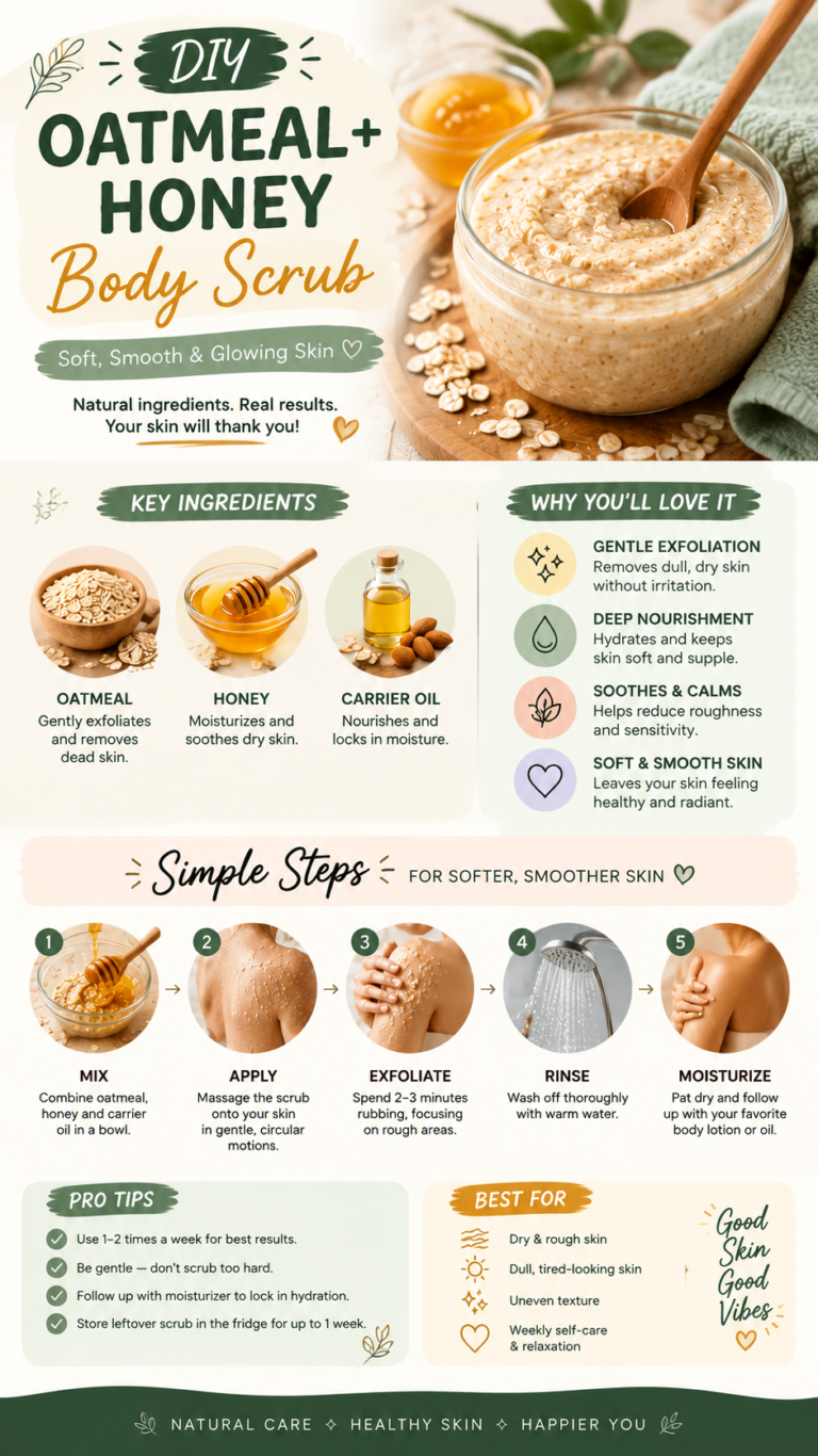 DIY Oatmeal  Honey Body Scrub Recipe for Soft, Smooth Glowing Skin