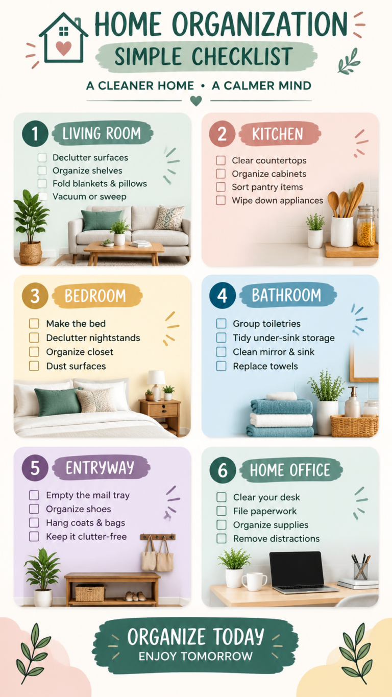 Ultimate Home Organization Checklist to Declutter and Organize Every Room