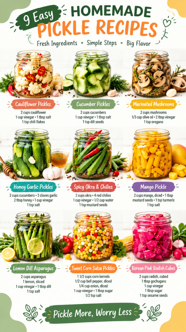 9 Easy Homemade Pickle Recipes for Fresh Veggie Lovers at Home