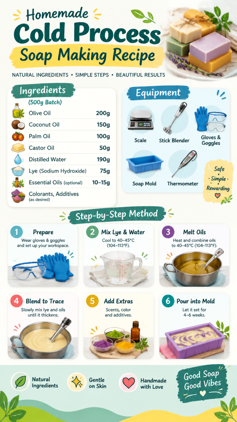 Cold Process Soap Making Recipe Natural Homemade Soap Guide for Beginners