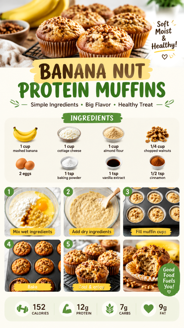 High Protein Banana Nut Cottage Cheese Muffins Recipe for Healthy Breakfast