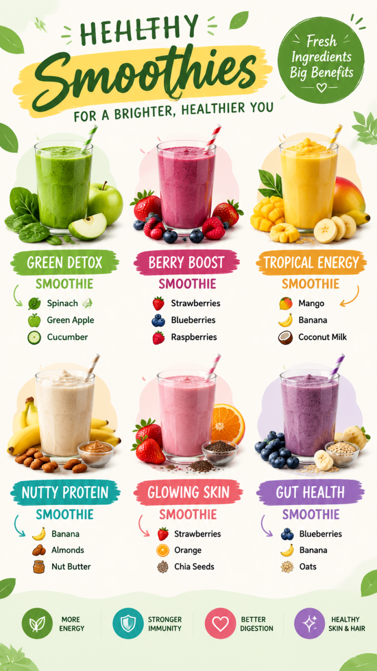 Healthy Smoothie Recipes for Detox, Energy, Brain  Gut Health